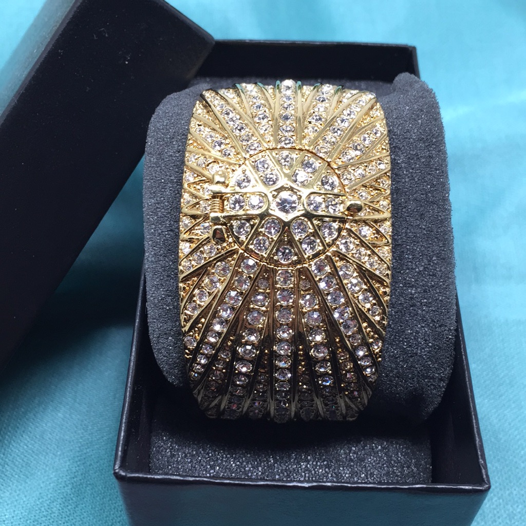 Victoria Wieck Jewelry Gold Crystals Cuff Watch 68$